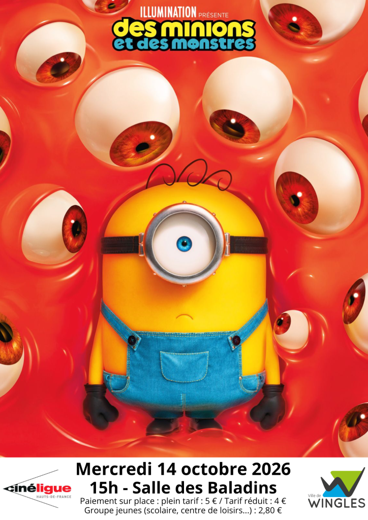 Séance ciné : des minions et des monstres le mercredi 14 octobre à 15h